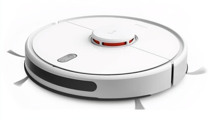 Fototapeta premium Smart robot vacuum cleaner for effortless home cleaning. Its wireless design and advanced technology make it the perfect cleaning solution for any floor type.