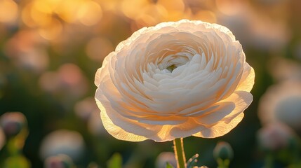 Golden Hour Ranunculus: A Delicate Bloom in the Setting Sun