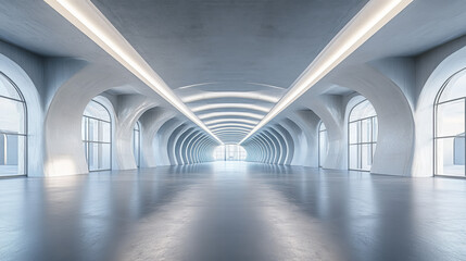 Obraz premium 360 spherical panorama view of futuristic empty technology building interior 3d render illustration vr hdri style design