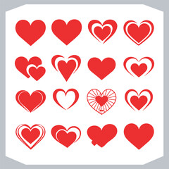 Heart Silhouettes Vector Collection Love and Romance Icon Set