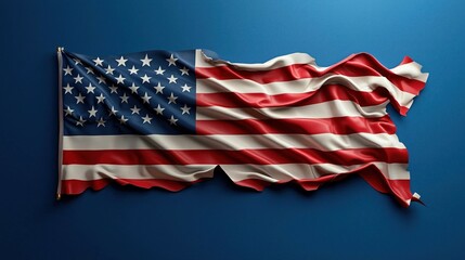 Obraz premium American flag displayed vividly against a blue background with copy space