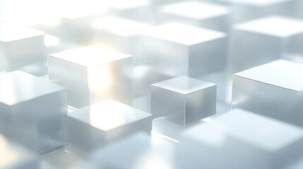 Obraz premium abstract white geometric shapes with glowing modern futuristic technology surface 3d render illustration