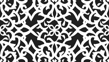 Abstract Black And White Floral Pattern Design