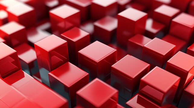 abstract red geometric shape cube design 3d render illustration