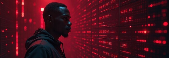 It specialist analyzing big data on servers in data center