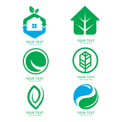 Eco-Friendly Logo Templates  Nature, Green, Leaf, Home, Environment, Vector Logos