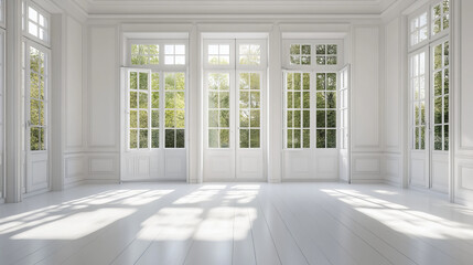 abstract concrete room with day light 3d render illustration. 3D Illustration