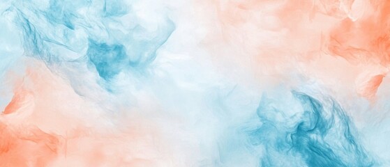Obraz premium Abstract Pastel Blue and Peach Swirls of Color