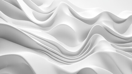 Obraz premium White abstract architectural structure with wavy form, rendered on white background 3d render illustration. 3D Illustration