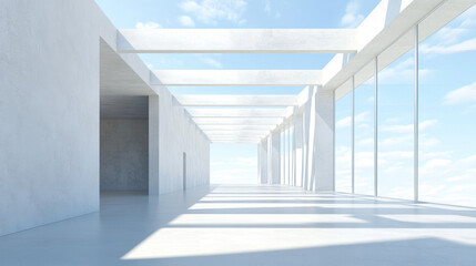 Obraz premium empty abstract concrete building with open top and sky 3d render illustration