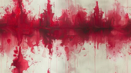 Expressive Pastel Red Inkblot on a White Surface Inviting Interpretation and Contemplation of Abstract Shapes