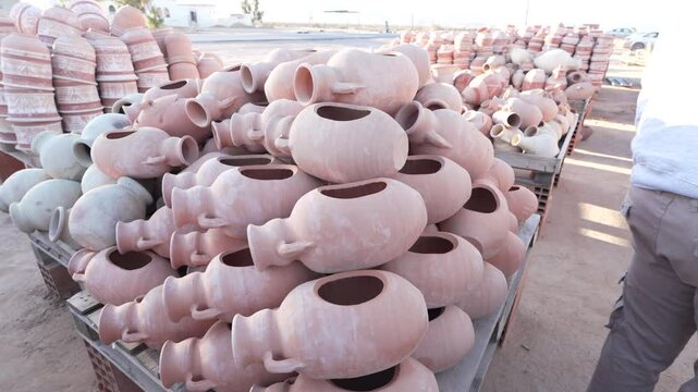 Road side pottery stand in Libyan countryside