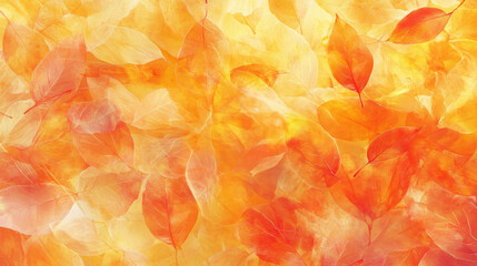 Golden autumn leaves floating against a warm, sunlit background.