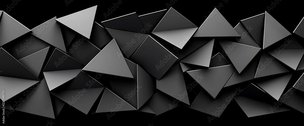 Poster Abstract dark grey geometric triangle pattern background.