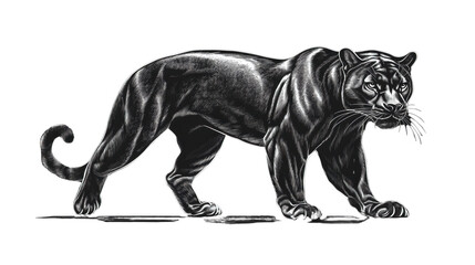 Obraz premium Black tiger illustration on white background