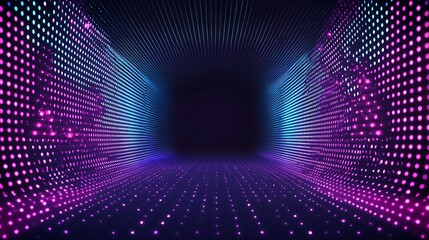 Abstract Purple Blue Neon Light Tunnel Design