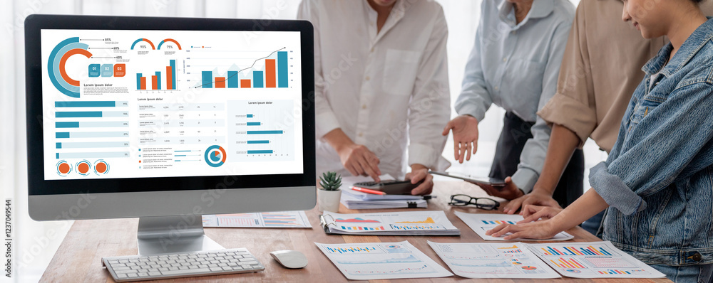 Leinwandbilder business data dashboard provide business intelligence analytic for marketing strategy planning brisk