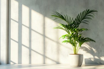 Minimalist Interior with Vibrant Green Indoor Plant and Natural Light