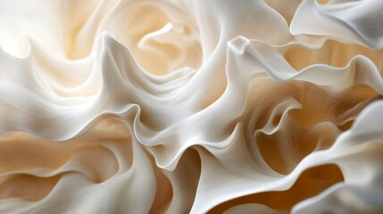 Soft Satin Waves in Cream and Beige Textile Fabric Close-Up
