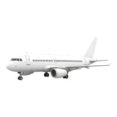 Obraz premium Commercial passenger jet airplane shown in a blank white livery, ready for branding placement and isolated on a clean transparent background.