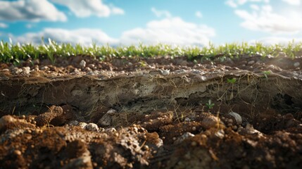 Soil with the intricate root systems of various plants
