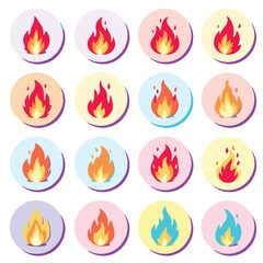 set of fire icons