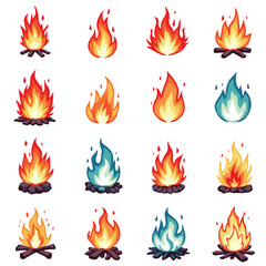set of fire flames