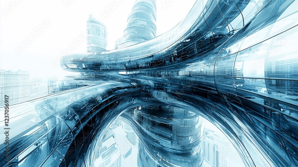 Poster futuristic city architectural design rendering.