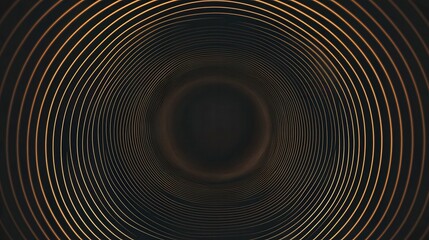 Obraz premium Abstract black background with a circular pattern of thin, golden lines radiating outwards from the center. the lines are arranged in a radial pattern, creating a sense of depth and dimension.