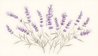 Naklejka premium Delicate Lavender Blooms Watercolor Painting
