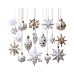 Fototapeta premium Set of Snowflakes and Ornaments Isolated on Transparent Background