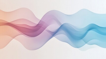 Abstract digital art piece with a white background. it features three wavy lines in different colors - pink, purple, and light blue.