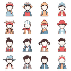 set of cartoon characters icon sheet