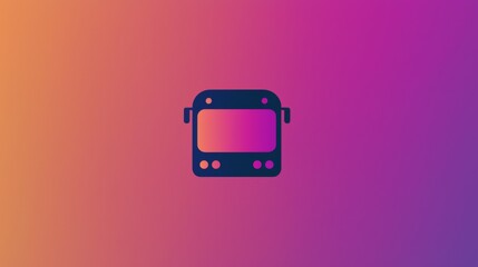 Colorful bus icon on a vibrant gradient background representing transportation and urban life. Generative AI