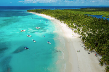 Tropical Caribbean beach from above, Dominican Republic
