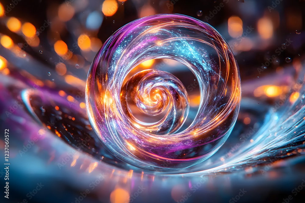 Poster wide-angle abstract visualization of quantum waves in a high-tech setup