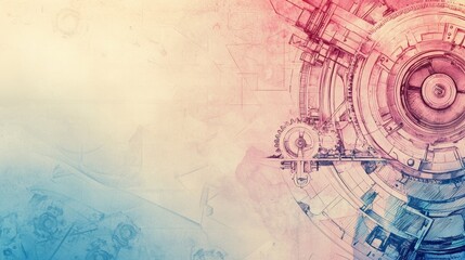 Intricate mechanical design illustrating innovation in technology with vibrant colors and detailed components. Generative AI