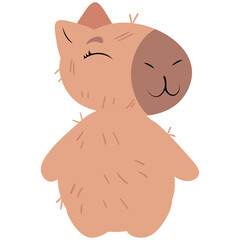 Obraz premium Adorable capybara illustration with a soft, minimalistic design and a happy expression. Perfect for digital designs, stickers, eco-friendly branding, and cute character collections, optimized for top 