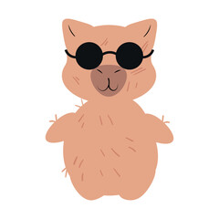 Cool capybara wearing black sunglasses with a confident and relaxed expression. Perfect for trendy designs, fun illustrations, digital stickers, and modern character art