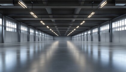 Fototapeta premium Modern Industrial Warehouse Interior Empty Space