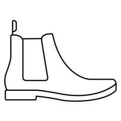 Icon of a stylish autumn boot with flat sole, rounded toe, and convenient heel loop, featuring an elastic side panel for comfort, everyday wear in the colder months.