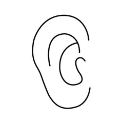 Ear icon, symbol of hearing and perception of sounds, use in audiovisual systems, on auditory technology, communication, perception of sound signals and analysis of auditory information, minimalist de