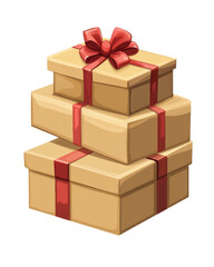 Obraz premium Gift boxes with ribbons, white isolate background