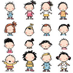 set of cartoon children