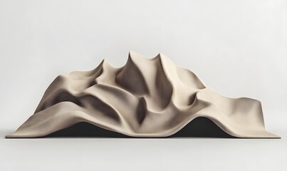 Beige fabric draped, studio backdrop, abstract form, design element