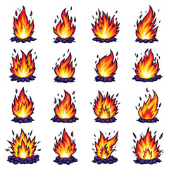 fire flames set