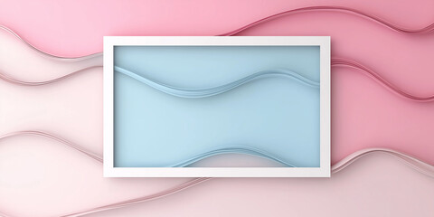 Abstract background with vibrant, colorful waves and a white frame for text. The design features wavy shapes in soft pastel colors,  for a modern and artistic illustration.