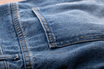 Fototapeta premium Jeans Sale. New Jeans are on the store shelf.