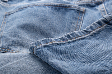 Fototapeta premium Jeans Sale. New Jeans are on the store shelf.