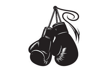 Boxing silhouette vector with white background